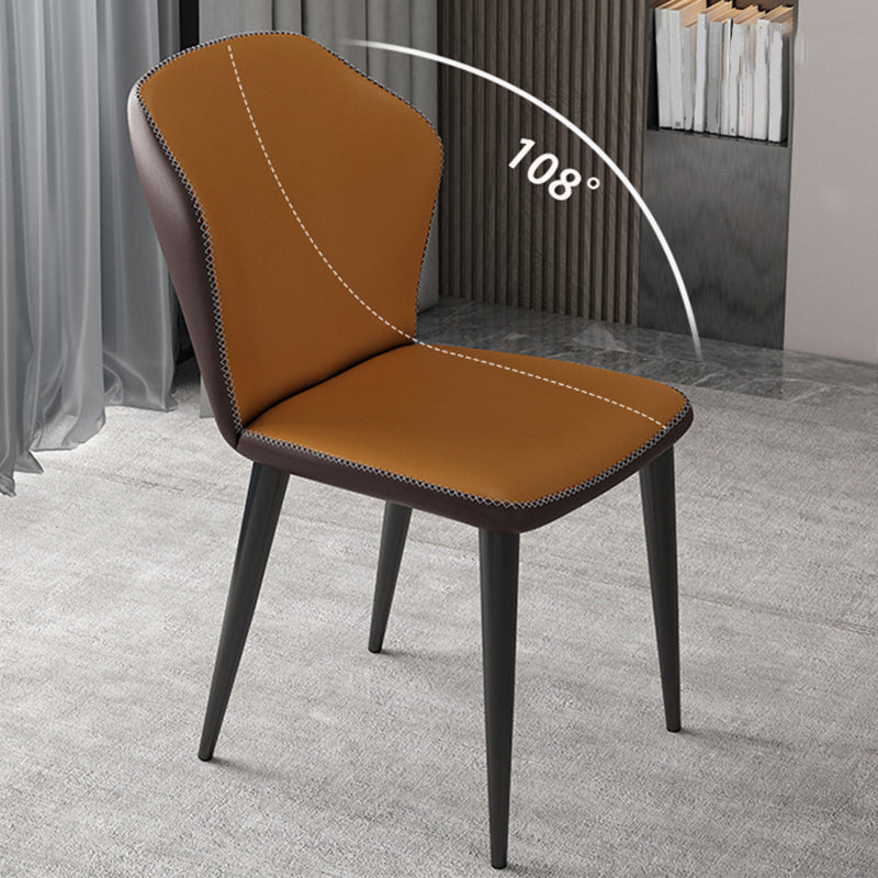 Sillas laterales Wingback Parsons de estilo minimalista, sillas de comedor de cuero para cocina (juego de 4)
