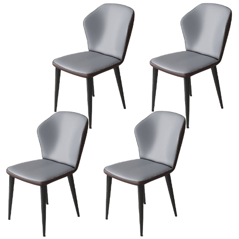Sillas laterales Wingback Parsons de estilo minimalista, sillas de comedor de cuero para cocina (juego de 4)