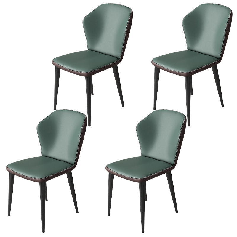Sillas laterales Wingback Parsons de estilo minimalista, sillas de comedor de cuero para cocina (juego de 4)