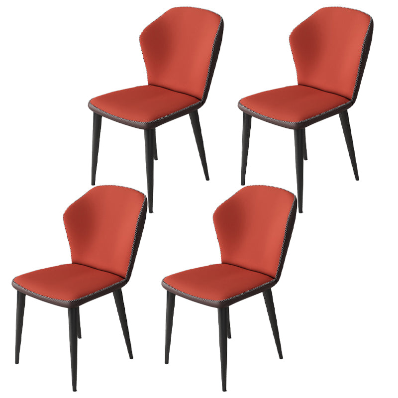 Sillas laterales Wingback Parsons de estilo minimalista, sillas de comedor de cuero para cocina (juego de 4)