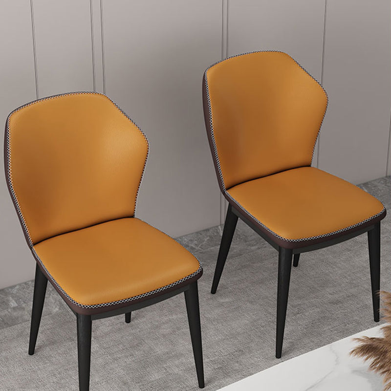 Sillas laterales Wingback Parsons de estilo minimalista, sillas de comedor de cuero para cocina (juego de 4)