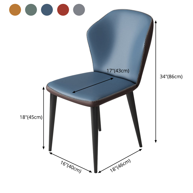 Sillas laterales Wingback Parsons de estilo minimalista, sillas de comedor de cuero para cocina (juego de 4)