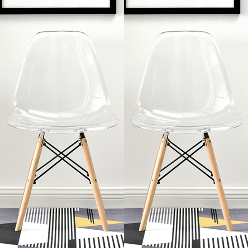 Modern Style Plastic Dining Armless Chair Solid Back Dining SIde Chairs for Home Use