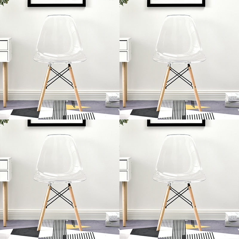 Modern Style Plastic Dining Armless Chair Solid Back Dining SIde Chairs for Home Use