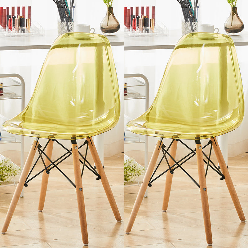 Modern Style Plastic Dining Armless Chair Solid Back Dining SIde Chairs for Home Use