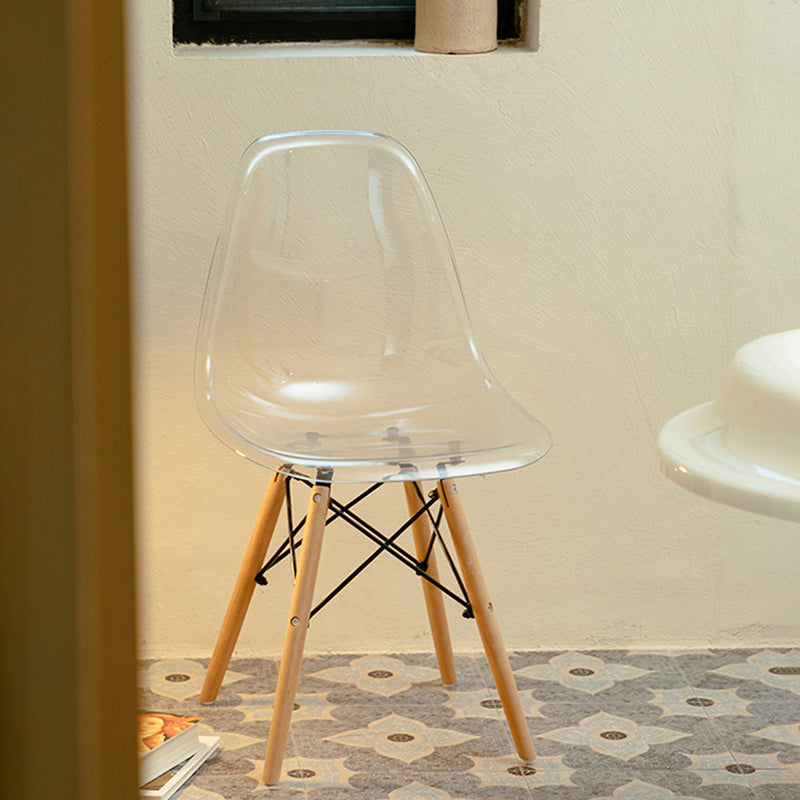 Modern Style Plastic Dining Armless Chair Solid Back Dining SIde Chairs for Home Use