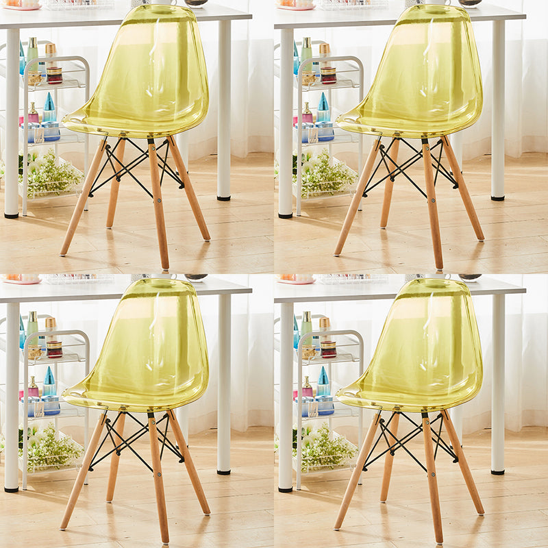 Modern Style Plastic Dining Armless Chair Solid Back Dining SIde Chairs for Home Use