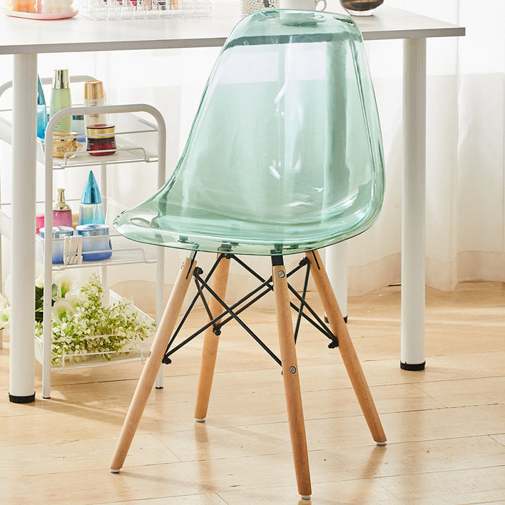 Modern Style Plastic Dining Armless Chair Solid Back Dining SIde Chairs for Home Use