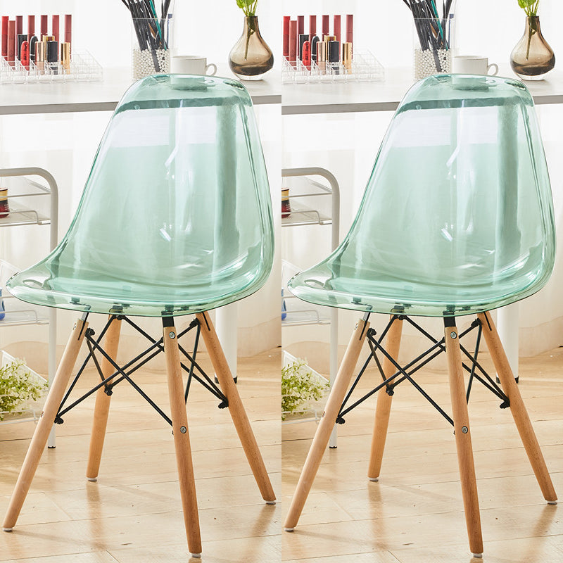 Modern Style Plastic Dining Armless Chair Solid Back Dining SIde Chairs for Home Use