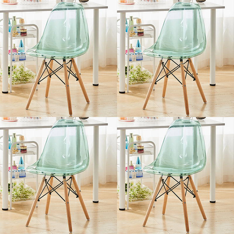 Modern Style Plastic Dining Armless Chair Solid Back Dining SIde Chairs for Home Use