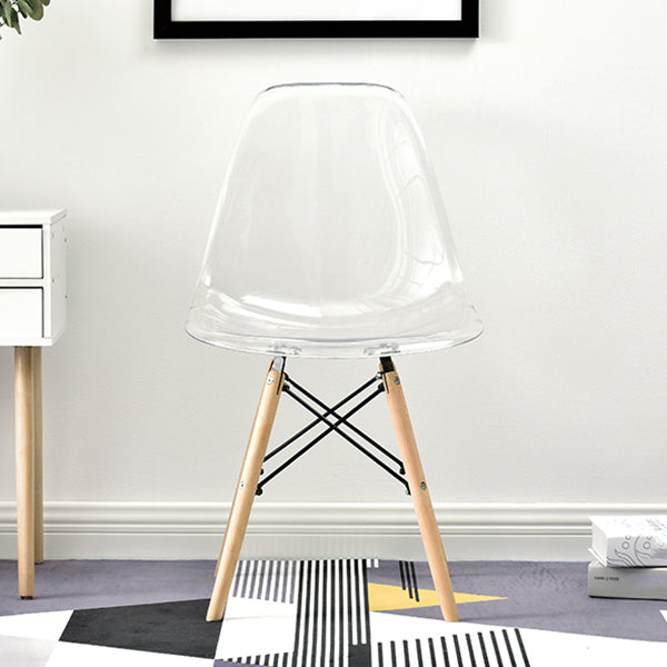 Modern Style Plastic Dining Armless Chair Solid Back Dining SIde Chairs for Home Use