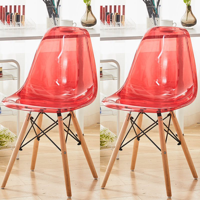 Modern Style Plastic Dining Armless Chair Solid Back Dining SIde Chairs for Home Use