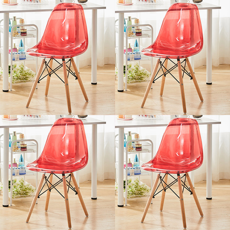 Modern Style Plastic Dining Armless Chair Solid Back Dining SIde Chairs for Home Use