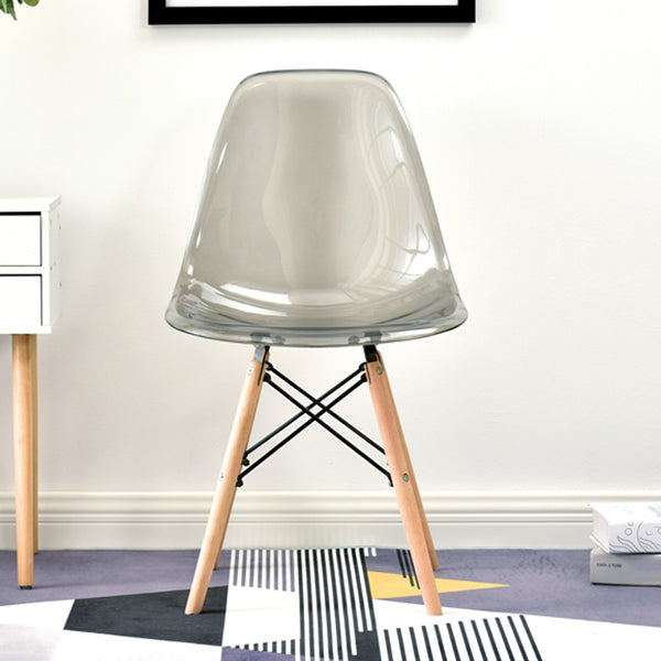 Modern Style Plastic Dining Armless Chair Solid Back Dining SIde Chairs for Home Use