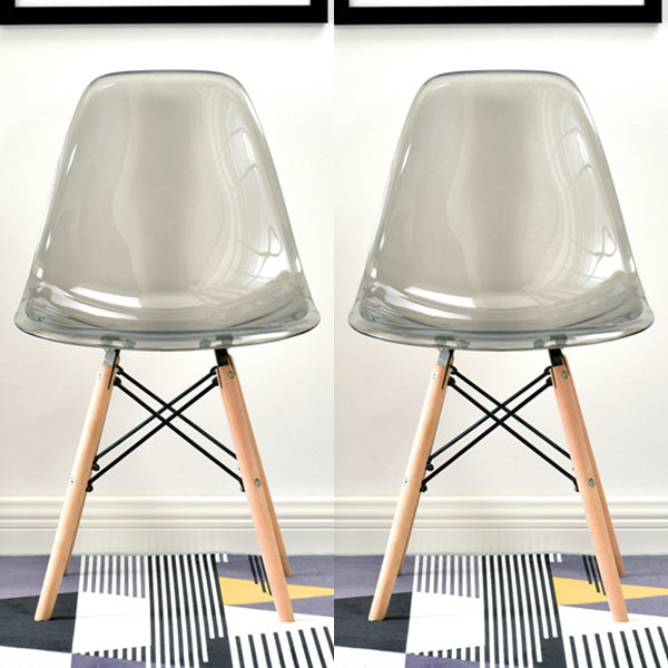 Modern Style Plastic Dining Armless Chair Solid Back Dining SIde Chairs for Home Use