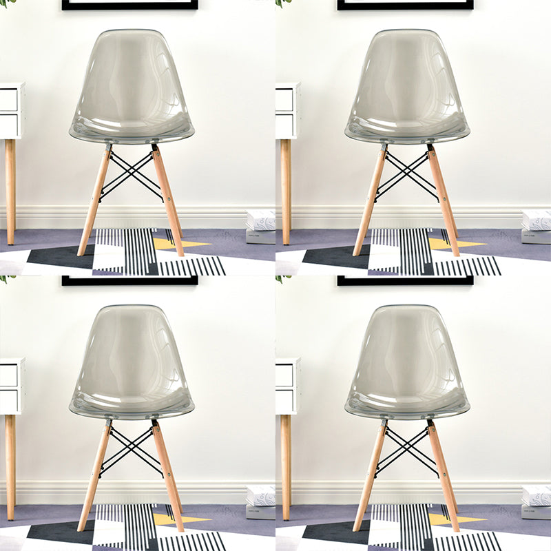 Modern Style Plastic Dining Armless Chair Solid Back Dining SIde Chairs for Home Use