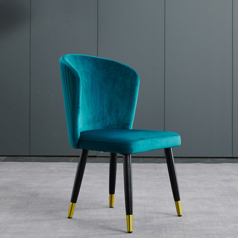 Sillas de comedor de madera Glam, sillas de comedor de terciopelo sin brazos para uso doméstico (juego de 2)