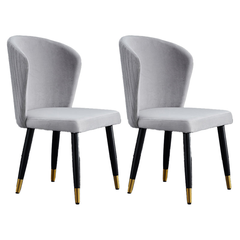 Chaises de salle à manger en bois Glam Chaises sans accoudoirs en velours pour un usage domestique (Ensemble de 2)
