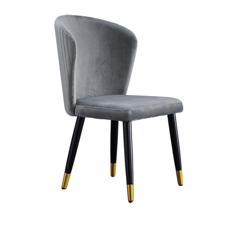 Chaises de salle à manger en bois Glam Chaises sans accoudoirs en velours pour un usage domestique (Ensemble de 2)