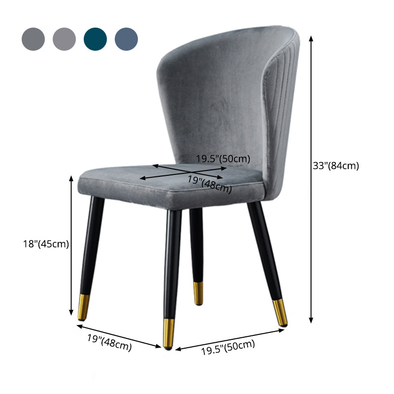 Chaises de salle à manger en bois Glam Chaises sans accoudoirs en velours pour un usage domestique (Ensemble de 2)
