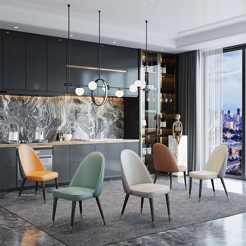 Sillas de comedor de madera Glam, sillas de comedor tapizadas sin brazos para uso doméstico (juego de 2)