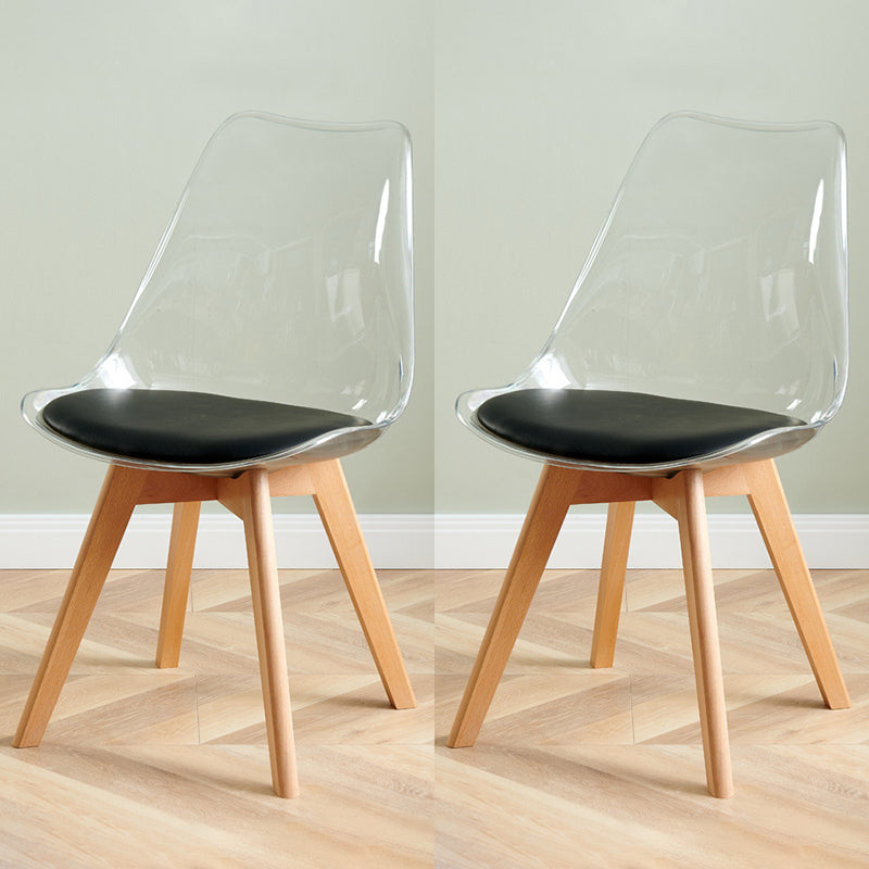 Contemporary Beech Wood Chair Set Solid Back Side Dining Kitchen Chairs