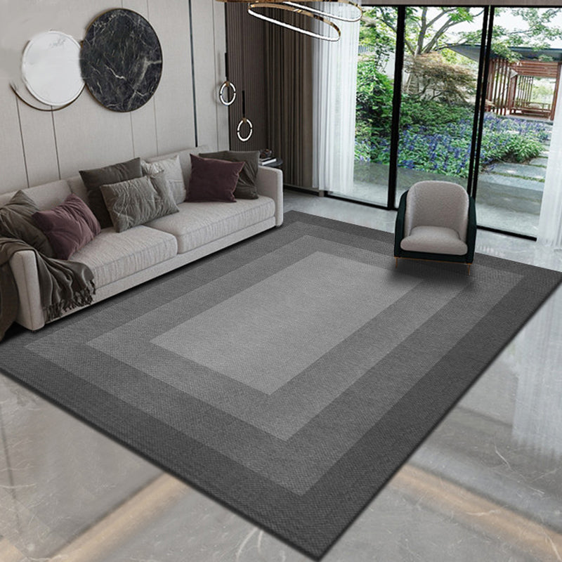 Blue Living Room Rug Geometric Print Polyester Area Rug Non-Slip Backing Area Carpet