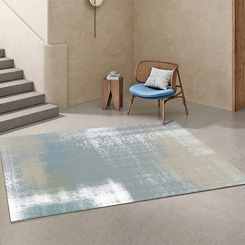 Light Navy Modern Rug Polyester Graphic Indoor Rug Non-Slip Backing Rug for Home Decor