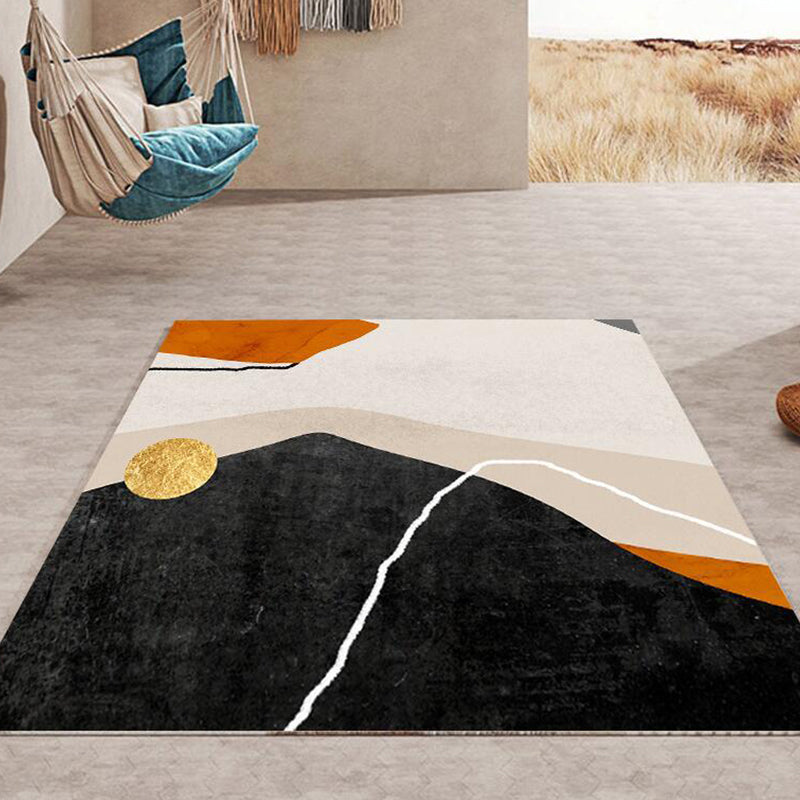 Light Navy Modern Rug Polyester Graphic Indoor Rug Non-Slip Backing Rug for Home Decor