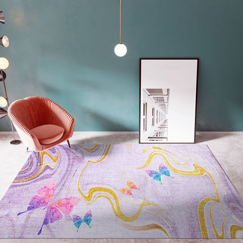 Light Navy Modern Rug Polyester Graphic Indoor Rug Non-Slip Backing Rug for Home Decor