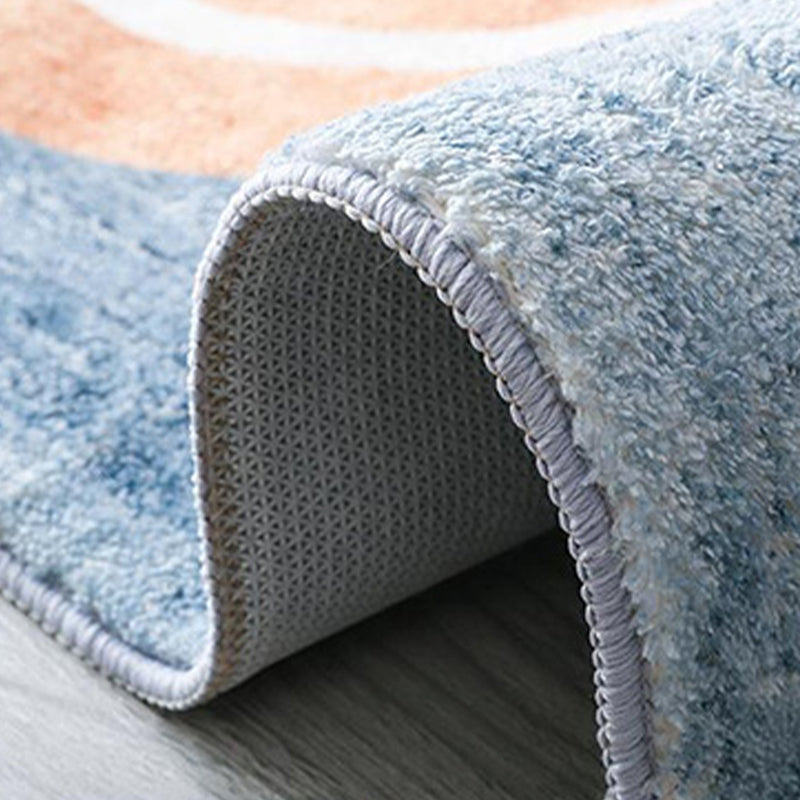 Light Navy Modern Rug Polyester Graphic Indoor Rug Non-Slip Backing Rug for Home Decor