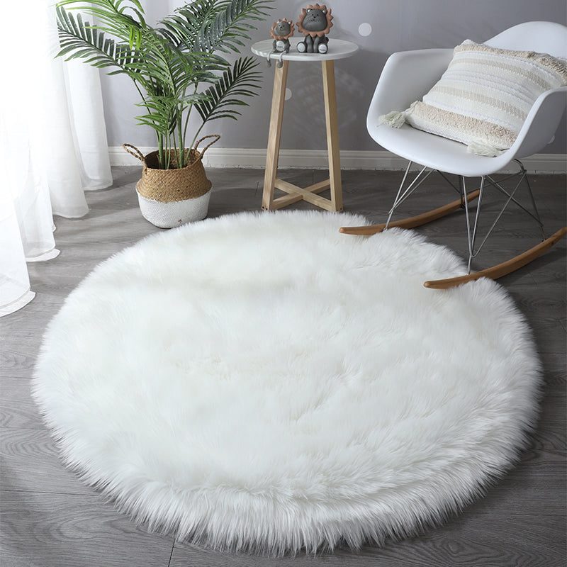 Tapis en peluche moderne blanc, couleur unie, en Polyester, résistant aux taches, pour la décoration de la maison