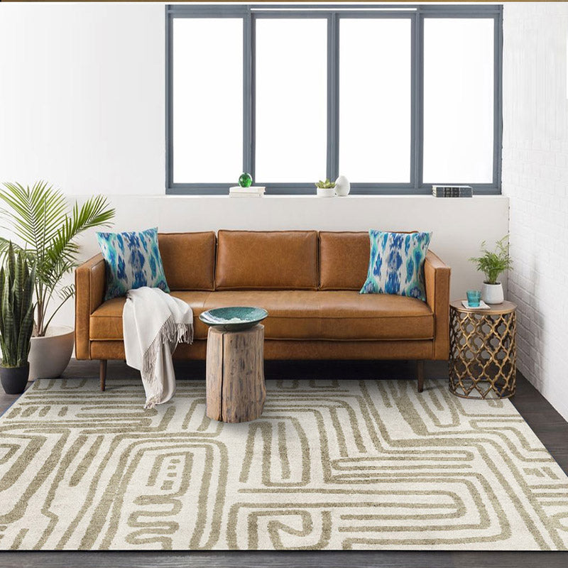 Grauer moderner Teppich Polyester Geometrischer Muster Teppich Nicht-Rutsch-Rückseite Teppich für Wohnkultur