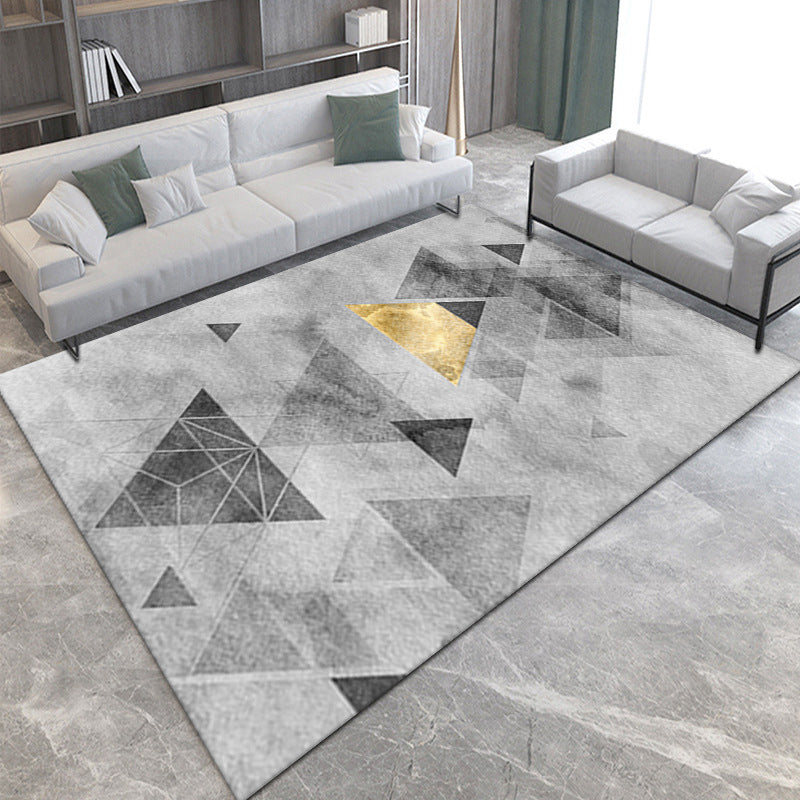 Black Modern Area Rug Polyester Graphic Rug Washable Indoor Rug for Living Room