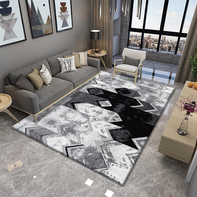 Minimalist Rug Industrial Watercolor Print Carpet Living Room Polyester Rug with Non-Slip Backing