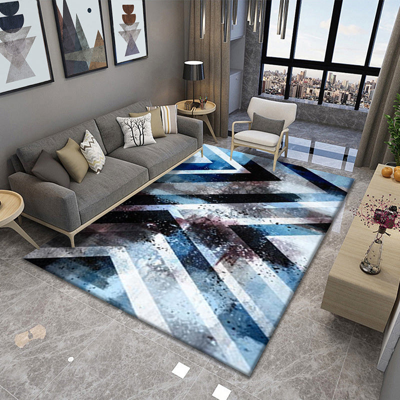 Minimalist Rug Industrial Watercolor Print Carpet Living Room Polyester Rug with Non-Slip Backing