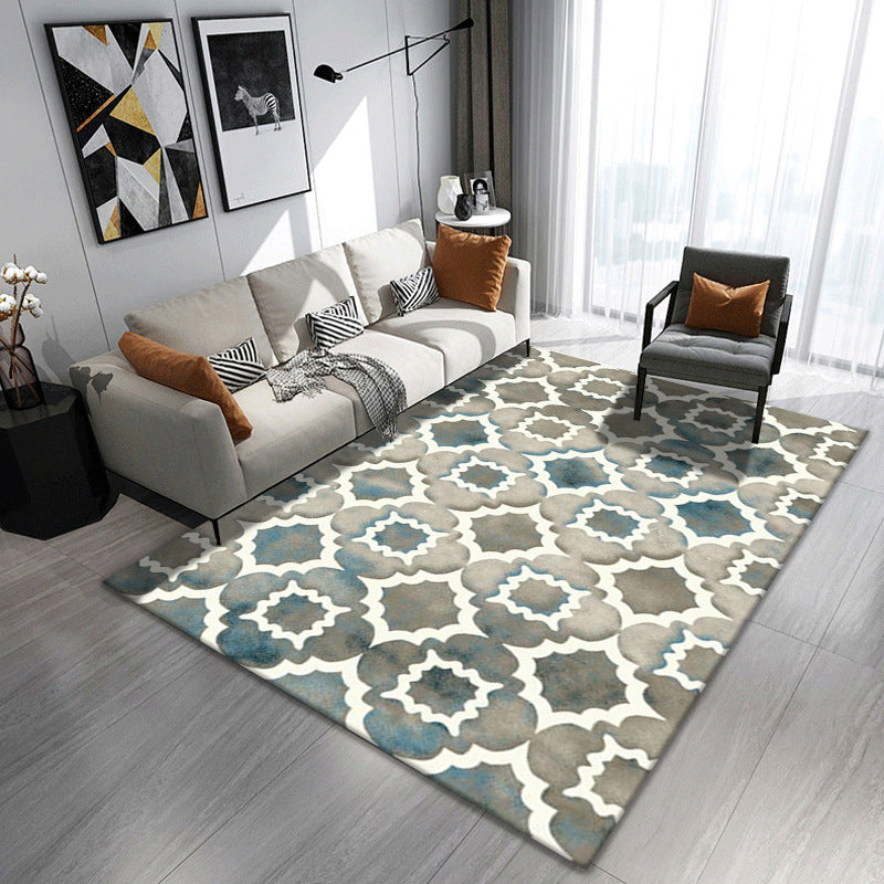 Minimalist Rug Industrial Watercolor Print Carpet Living Room Polyester Rug with Non-Slip Backing