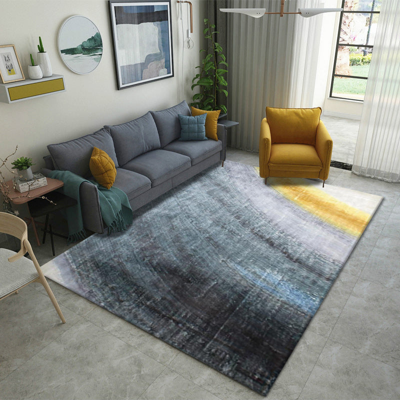 Minimalist Rug Industrial Watercolor Print Carpet Living Room Polyester Rug with Non-Slip Backing