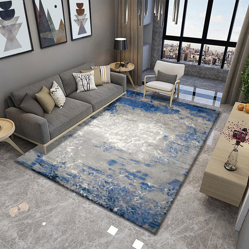 Minimalist Rug Industrial Watercolor Print Carpet Living Room Polyester Rug with Non-Slip Backing