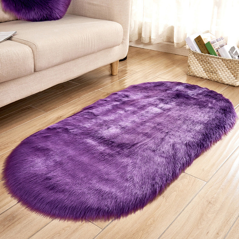 Minimalist Area Rug Simple Plain Carpet Polyester Living Room Shag Rug with Non-Slip Backing