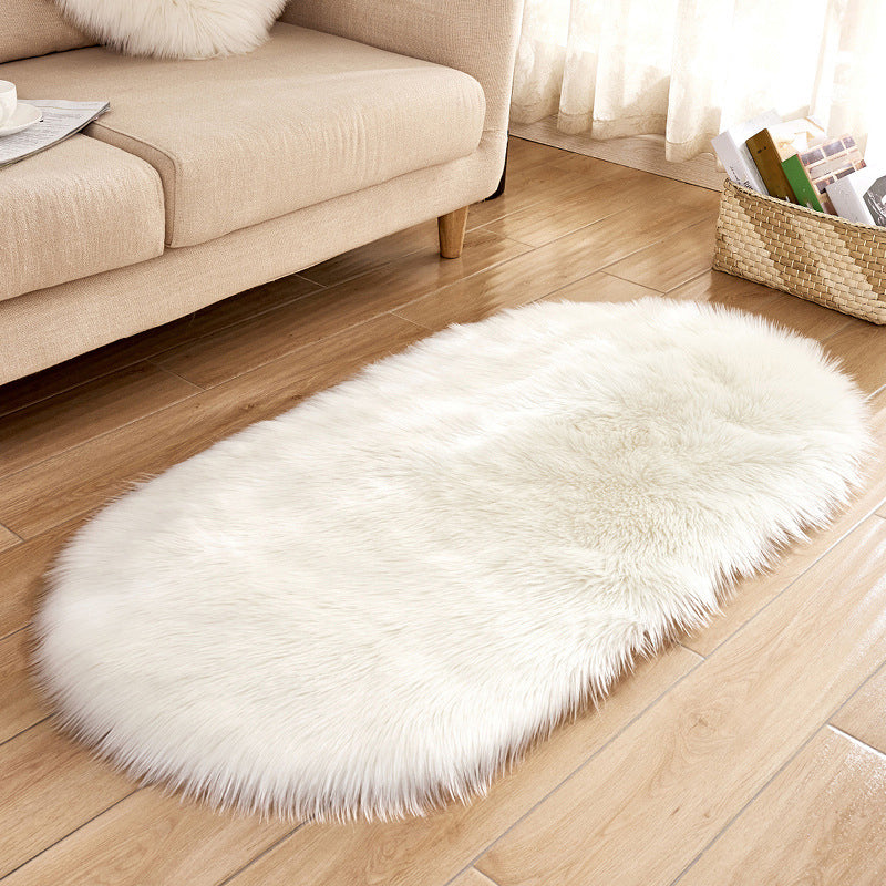 Minimalist Area Rug Simple Plain Carpet Polyester Living Room Shag Rug with Non-Slip Backing