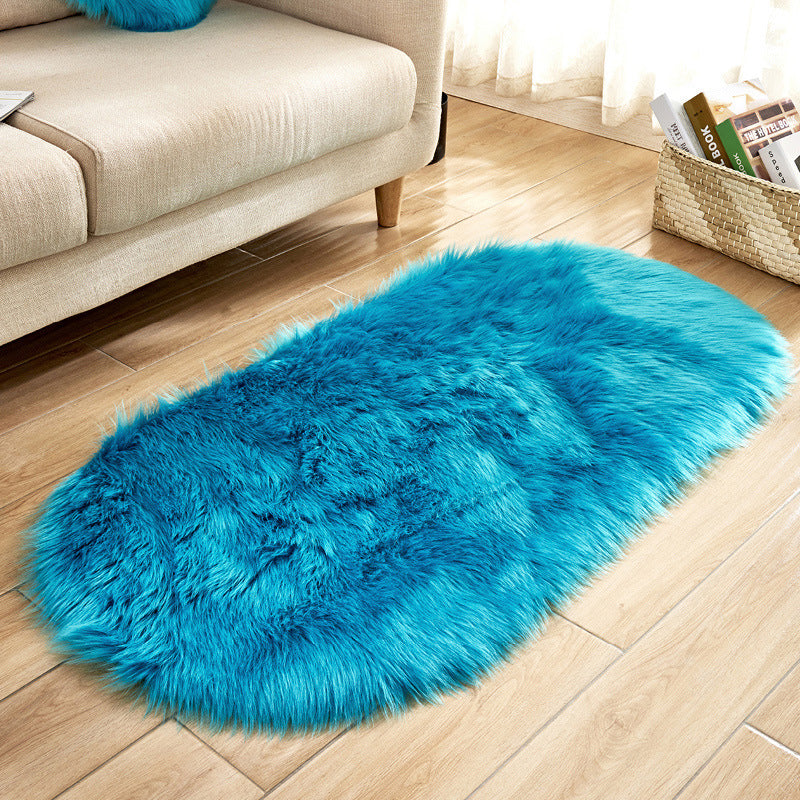 Minimalist Area Rug Simple Plain Carpet Polyester Living Room Shag Rug with Non-Slip Backing