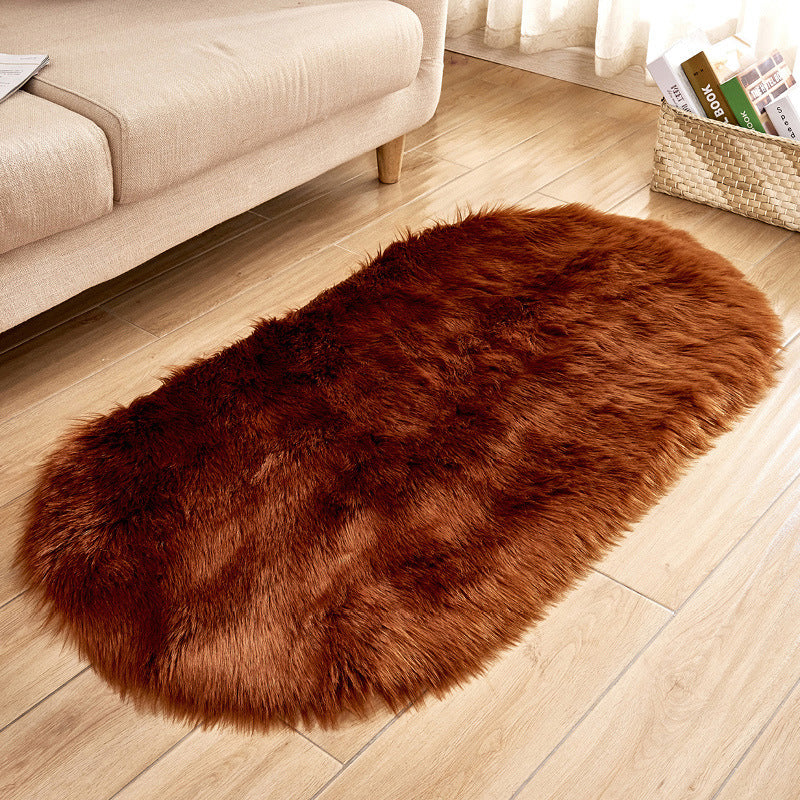 Minimalist Area Rug Simple Plain Carpet Polyester Living Room Shag Rug with Non-Slip Backing