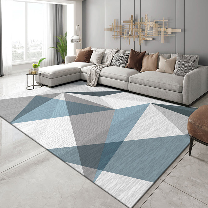 Alfombra de sala de estar moderna alfombra de área de poliéster gris alfombra geométrica resistente al patrón geométrico