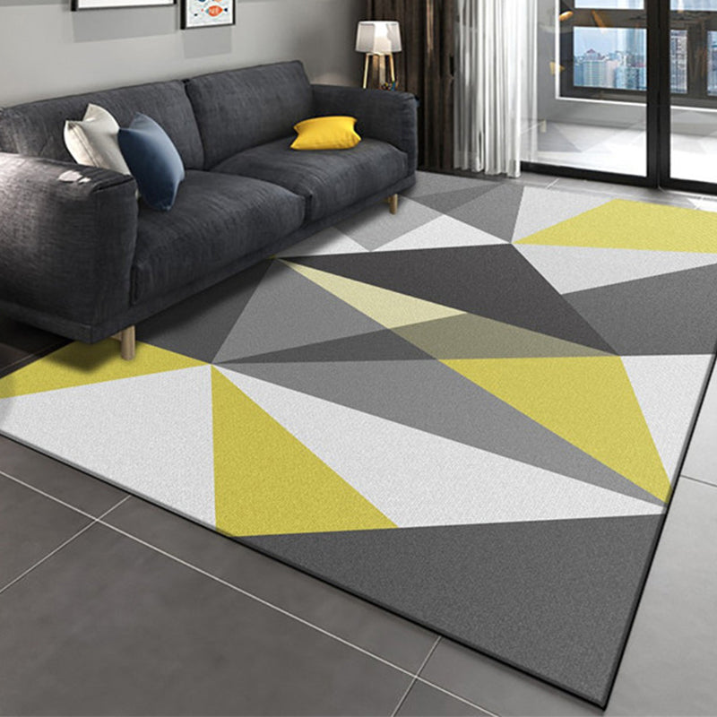 Alfombra de sala de estar moderna alfombra de área de poliéster gris alfombra geométrica resistente al patrón geométrico