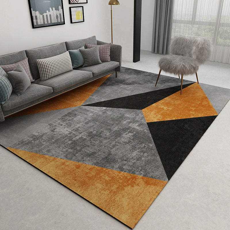 Alfombra de sala de estar moderna alfombra de área de poliéster gris alfombra geométrica resistente al patrón geométrico