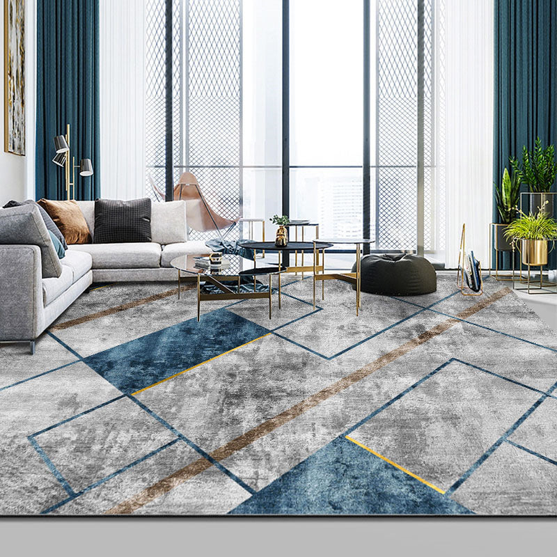 Fancy Modern Carpet Gray Geometric Orint Rug Polyester Anti-Slip Area Tapje voor woonkamer