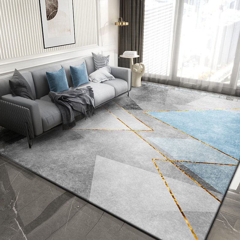 Fancy Modern Carpet Gray Geometric Orint Rug Polyester Anti-Slip Area Tapje voor woonkamer