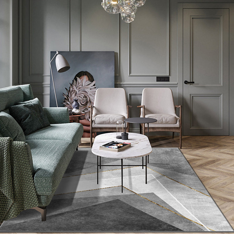 Grijs modern tapijt geometrisch patroon polyester gebied tapijt niet-slip achterste ruggebied tapijt voor woningdecoratie