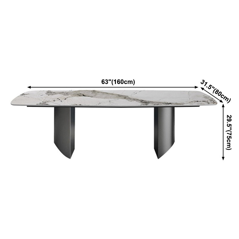 Mesa rectangular de lujo tradicional de metal, mesa de comedor de piedra sinterizada para comedor